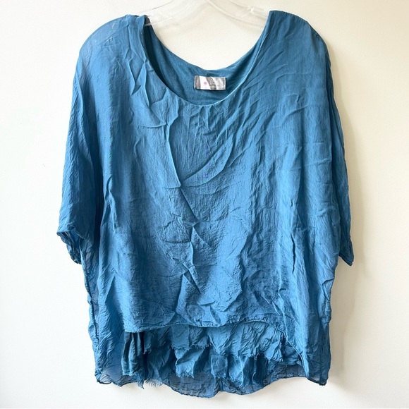 Tina Stephens silk and viscose layered raw edge flowy blouse - Picture 1 of 6